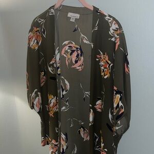 Allison Joy Floral Kimono Top - Olive and Pink